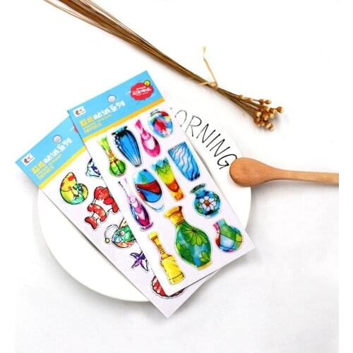 Stained glass stereo bubble stickers cartoon fresh 3D decoration stickers wholesale customized sticker pack anime stickers