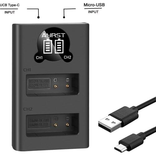 DMW-BLG10 LED USB Battery Charger for Panasonic DMW BLG10 BLE9 BLG10E Lumix DMC-GF6 GX7 GX80 GX85 GX7 Mark II DMW-BLE9 Charger