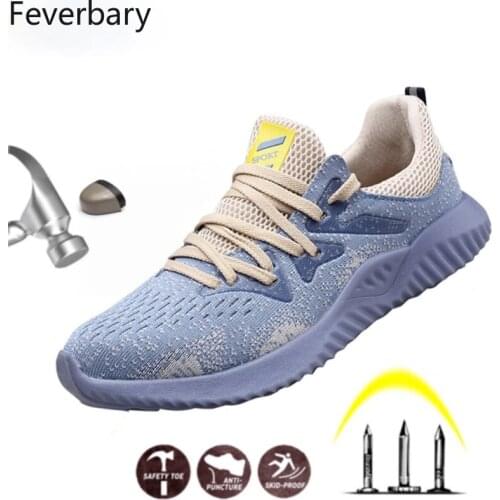 Feverbary Safety Shoes Indestructible Steel Toe Cap Anti-smash Protective Work Boots Outdoor Rock Climbing Non-slip Shoes