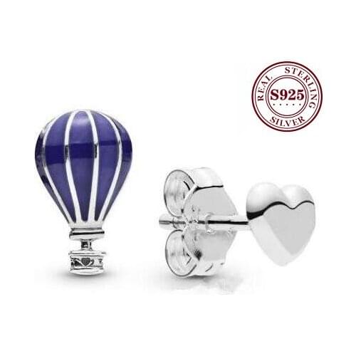 Bewill Real 925 Sterling Silver Earring Air Balloon & Heart Silver Stud Earrings For Women Wedding Gift Fashion Jewelry