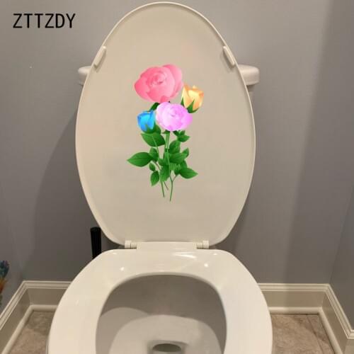 ZTTZDY 14.4*25.5CM Cartoon Rose Bouquet Bedroom Wall Decal Decor Home Toilet Sticker T2-0552