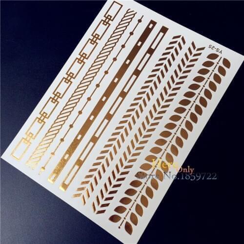 1PC Summer Style Flash Metallic Tattoo Men Women Body Arm YS25 Leaf Chain Bracelet Waterproof Temporary Tattoo Sticker Wristband