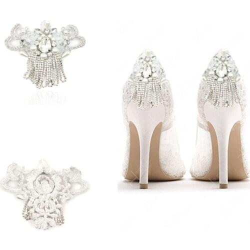 1pc New Chain Bridal High Heels Shoes Flower Boots DIY Manual Rhinestone Sandals Decorations Wedding Party Shoes Accessories