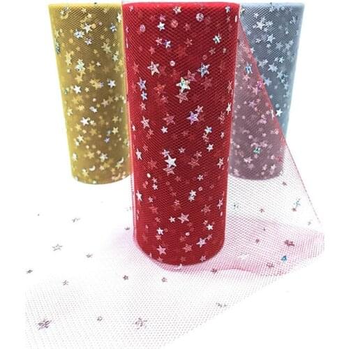 1Pcs 15cmX25Yards Laser Tulle Roll Spool Tutu Skirt Wedding Decoration Sequined Yarn Mesh Roll DIY Birthday Party Supplies