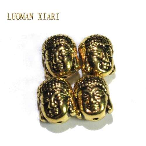 Wholesale 10/20pcs Lot Vitage Buddha Alloy Spacers Golden Beads Charms DIY For Jewelry Making Bracelet Material 9*10 mm