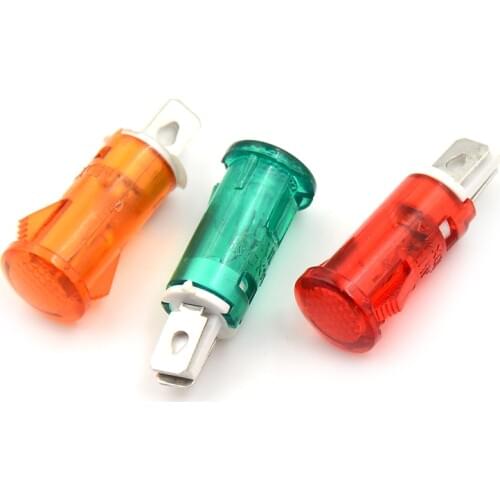 10pcs 220V 110V 12V/24VDC Panel Mounting Neon Indicator Red Green Yellow Lights 10mm MDX-11A Pilot Guiding Signal Lamp