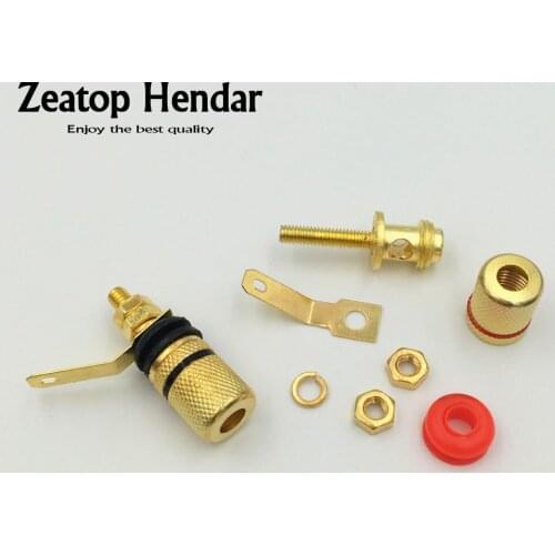 100pcs Gold Tone Plated Amplifier Terminal Speaker Binding Post Banana Audio Plug Jack 4mm