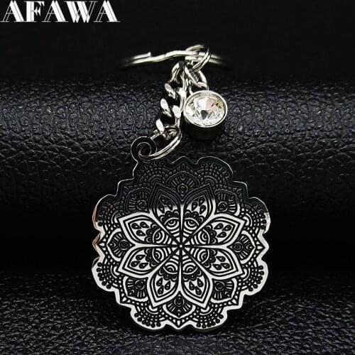 2021 Fashion Flower of Life Stainless Steel Keyring for Women Silver Color Bag Charm Jewelry ojo turco K77717B