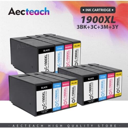 Aecteach new PGI-1900 Compatible Ink Cartridge PGI1900 PGI-1900XL for Canon MAXIFY MB2390 Printer Full With Dye Ink
