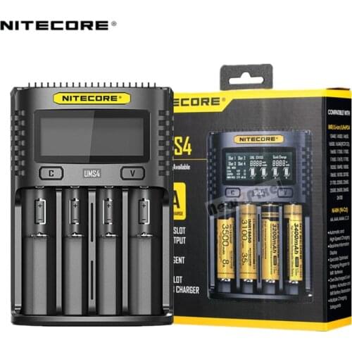 NITECORE UMS4 UM4 Automatic Universal 3A 2A Quick Charger Intelligent USB Dual-Slot Charger LCD Display Li-ion IMR Battery