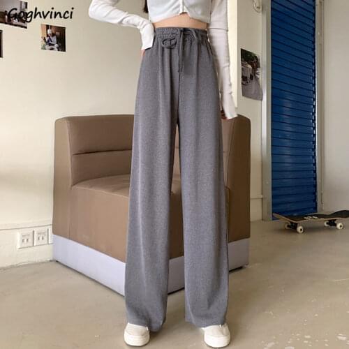 Women Pants Large Size 4XL High Elastic Waist Loose Casual Straight Wide Leg Pant Student Autumn Winter Fashion All Match Daily