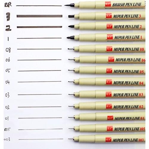 Black Pigma Micron Pen Waterproof Hand-drawn Design Sketch Needle Pen Hand Dawing Liner Fineliner Cartoon Signature Pen