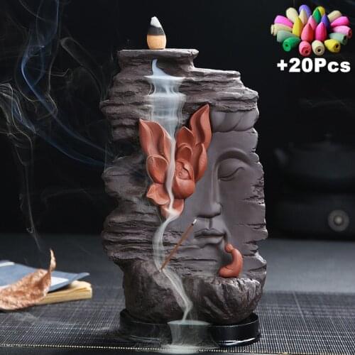 Zen Relax Space Tea Room&Yoga Room Atmosphere Decoration Buddhist Monk Lotus Incense Burner Incense Therapy Tea Table Ornaments
