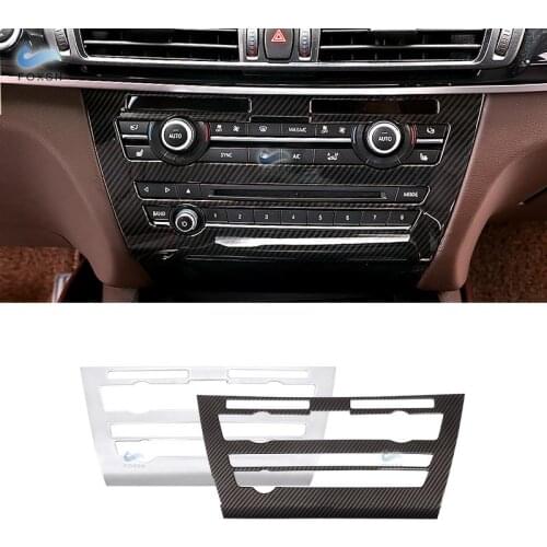 For BMW X5 X6 F15 F16 Car Carbon Fiber Texture Interior Center Control Air Condition Panel Volume Switch Frame Cover Trim