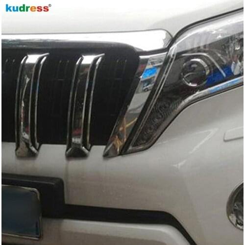 For Toyota Land Cruiser Prado J150 2014 2015 Chrome Front Center Grill Grille Cover Trim Racing Grills Exterior Accessories