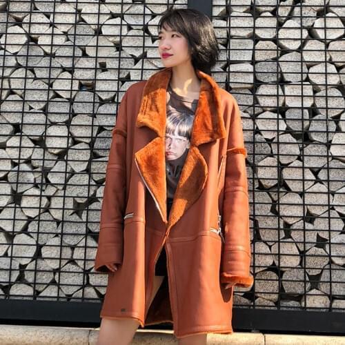 EI BAWN 2020 Winter Genuine Leather Coats for Women Plus Size Oversize Lamb Korean Lady Sheep Shearling Jacket Fur Coat