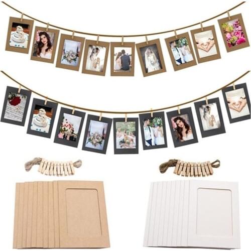 220cm 6inch DIY Kraft Paper Photo Frame Clips Picture Holder Baby Shower Birthday Party Decor Hanging Wall Photos Album 2021