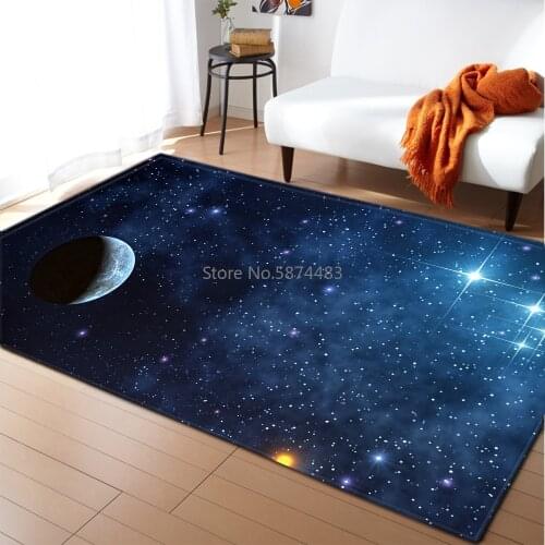 Nordic Universe Galaxy Carpet Living Room Decor Soft Memory Foam Kids Room Rug Carpet Bedroom Flannel Space Planet Area Rug