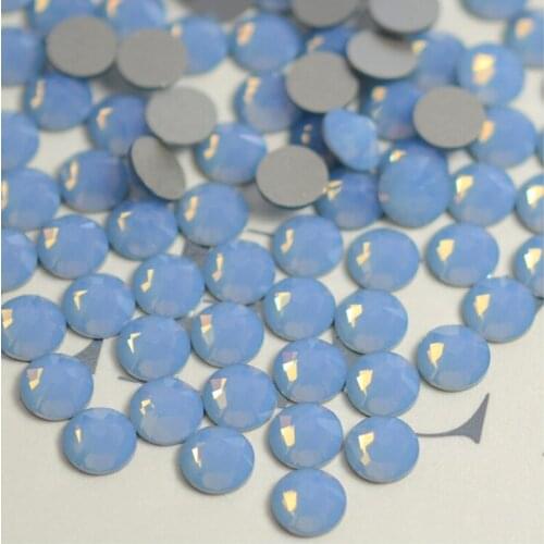 Crystal Blue Opal ss3-ss12( 3d Nail Art decorations ) Non Hot Fix Glue on flat back rhinestones for nails diy