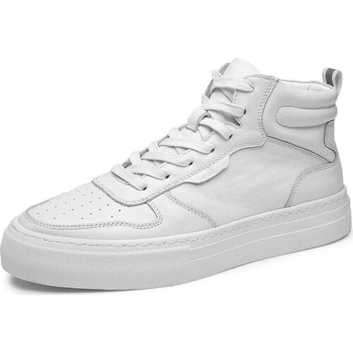 New Chanclas Hombre Mens Casual Shoes Fashion Casual Mid-help Increase Sneakers for Men White Flats Chaussure Homme