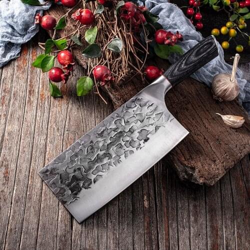 Kitchen Cleaver Knife 7.5Inch Forged Carbon 5Cr15 Steel Slicing Chopper Knife Handmade Cleaver Meat Vegetable Slicing Chef Knife