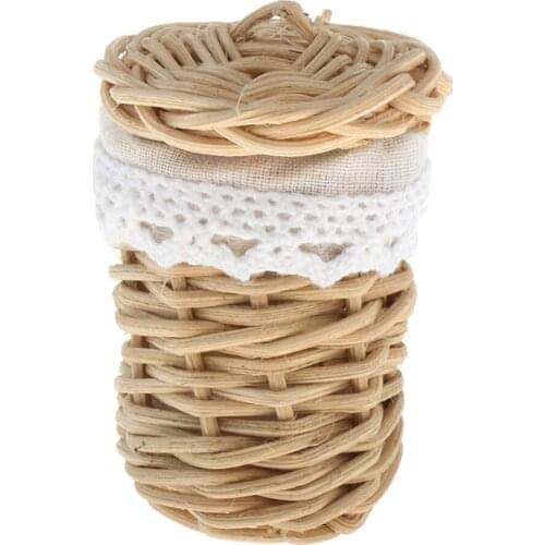 Dollhouse 1:12 Scale Hand Made Miniature Clothes Basket Laundry Basket Toy