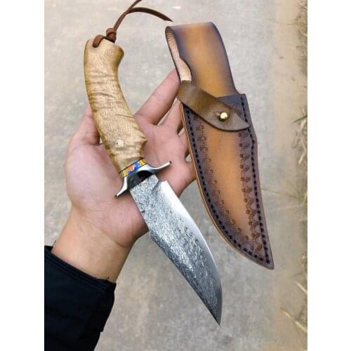 Vg10 Damascus Steel Blade palisander Handle Handmade Collection 61 HRC Survival Straight Knife Outdoor Tool Hunting Knives