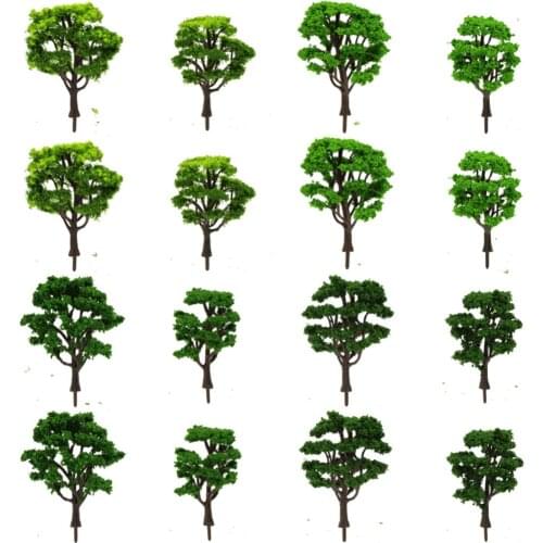 Model Trains Mixed Color Model Train Trees Railroad Scenery Courtyard Layout HO 16pcs S0601
