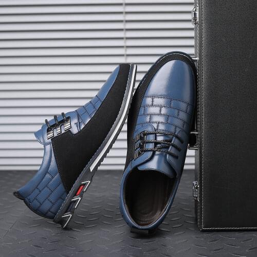 Men Leather Shoes Autumn Mens Casual Shoes Breathable Light Weight Black Sneakers Driving Shoes Pointed Toe Business Men Shoes