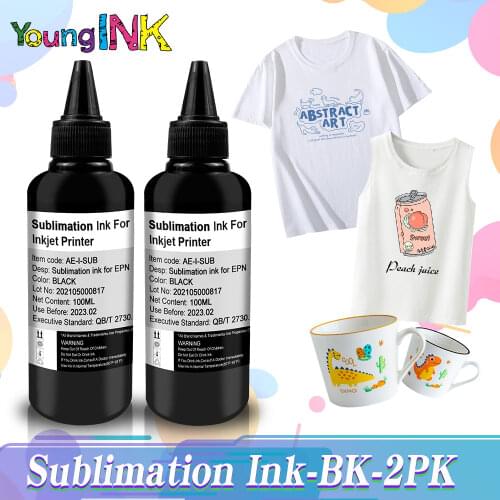 2 pcs Black Refill Ink Kit Universal Sublimation Ink For Heat Press Machine 100 ml Sublimation Ink for Epson Inkjet Printers He