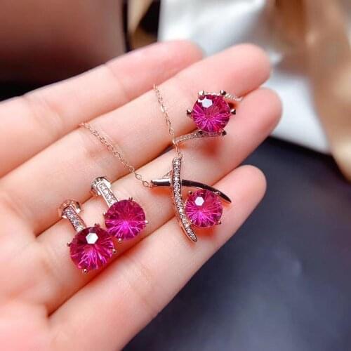 Best Gift Real Natural Topaz jewelry set Natural Real Topaz 925 sterling silver 1pc pendant,1pc ring,2pcs Earring