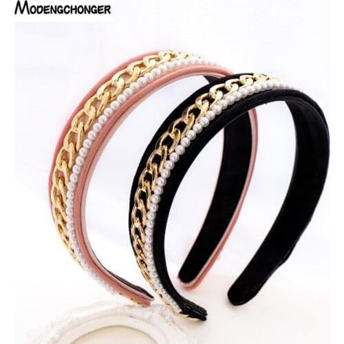 New Fashion High-end Hair Accessories Womens Rhinestone Super Flash Alloy Metal Chain Fine Side Hairband headband Girl Headwear