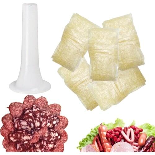 4Pc Sausage BBQ Casing Caliber 50Mm Length 100Cm Hot Dog Casing Shell + Funnel Meat Filler Cooking Tools Sausage BBQ Casing