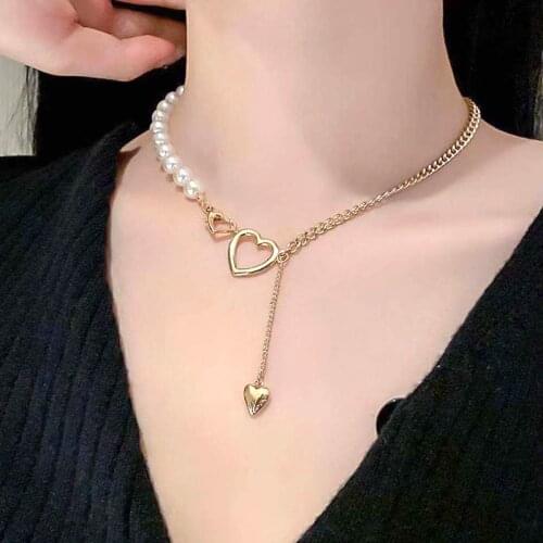 Fashion Hot Heart Choker Necklace Pearl Choker Necklace Pearl Necklace Heart Pendants Necklaces for Women Stylish Jewelry Gift