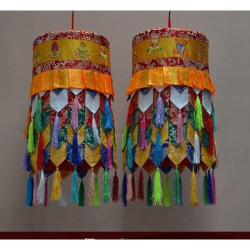 A pair 2PCS Wholesale Buddhist supplies Buddhism HOME Temple Royal good Deco auspicious Embroidery Wall hang Victory Baochuang