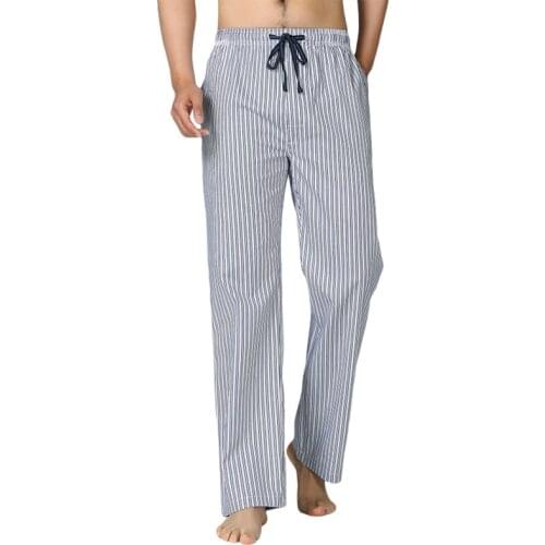 Striped Straight Woven Pants For Men Casual Cotton Sleeping Pants Sleep Bottoms Home wear