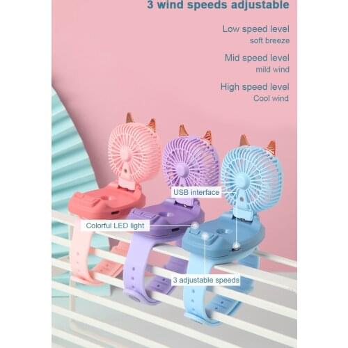 Portable USB Cooling Mini Fan 3 Speed Wrist Fan Watch Creative Detachable Desktop Fan With LED Colorful Light Creative Watch