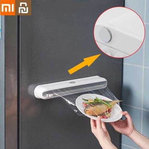 New Xiaomi Youpin Cling Film Cutting Box Wall-mounted Suction Cup Adjustable Plastic Wrap Cutter Home Kitchen Food Storage Tools