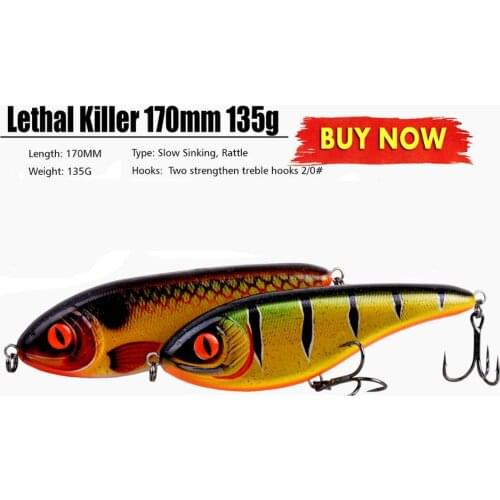 Jerk Baits LURE Slow Sinking 1pcs 130mm 57g/2.01oz Fishing Hard Lures Jerk Baits with Treple Hooks 3D Fish Eye