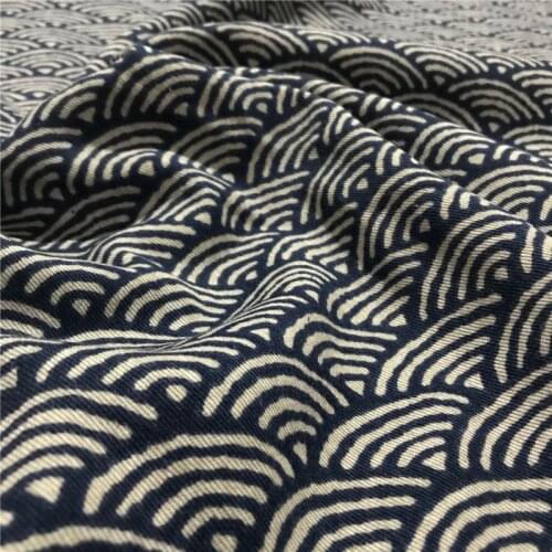 CF674 Japanese Style Red/Blue Morie Printed Twill Cotton Fabric For Kimono Table Clothes Door Curtains DIY Fabrics Home Textiles