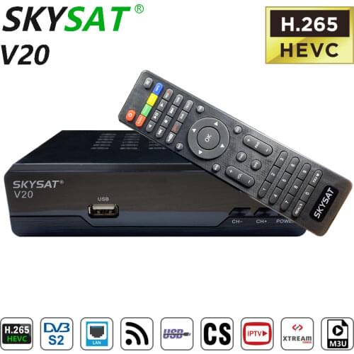 Satellite Receiver SKYSAT V20 H.265 HEVC DVB S2 TV Box HD with LAN port RJ45 Satellite TV Receptor