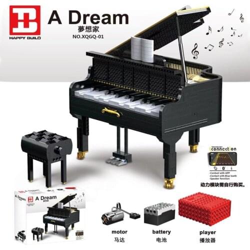 Creative APP Control Playable Grand Piano Set Bluetooth Speaker Assembly Model Building Blocks Bricks Kids Toy Christmas Gifts