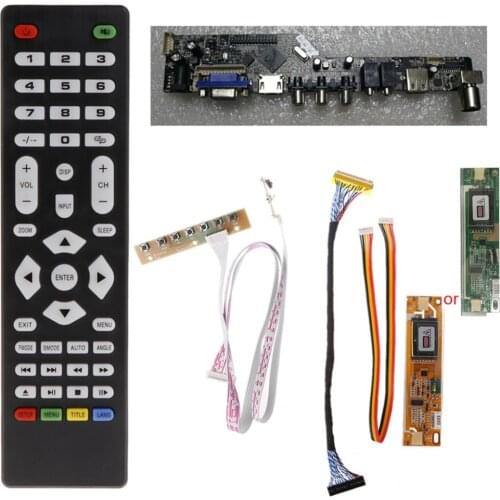 V56 Universal LCD TV Controller Driver Board PC/VGA//USB Interface+7 Key Board+LVDs Cable Kit