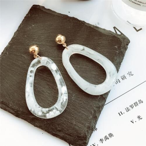 Korean Style Vintage Acetate Simple Minimalist Earring Clear Acrylic Dangle Geometric Earrings for Women Green Female Jewellery