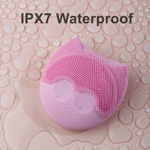 IPX 7 Waterproof Electric Silicone Facial Brush Skin Care Face Ultrasonic Vibration Pore Cleansing Washer Wireless charging