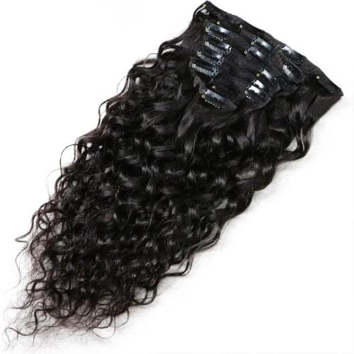 Hair Water Wave Clips In Brazilian Human Hair Clip In Hair Extensions 8 Pieces Natural Color Remy Hair Aliblisswig