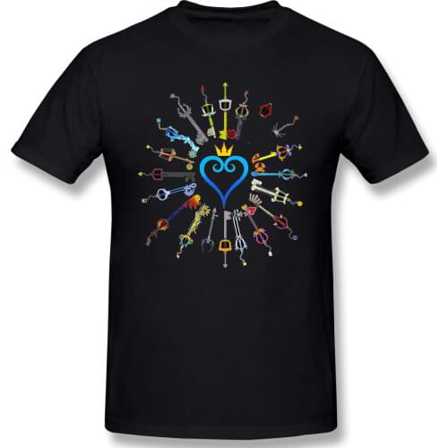 Kingdom-Hearts-Keyblades T-Shirt Funny Tees O Neck 100% Cotton Final Fantasy Clothes Humor T Shirt