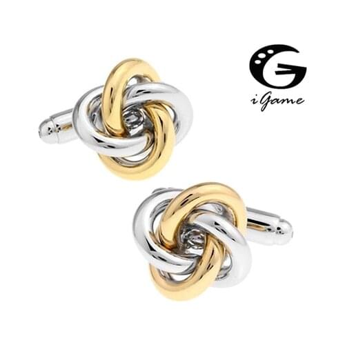 IGame Knot Cuff links Golden Color Copper Ball Design Free Shipping