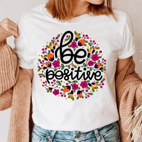 Women Tee Fashion Letters Cute Flower T Shirt Female Cartoon Short Sleeve T-shirt Print 2021 Ladies Graphic Top Clothing