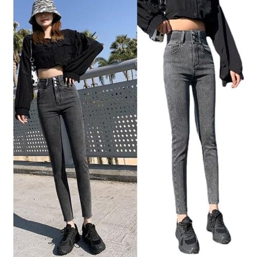 Womens trousers denim slim pants Korean style womens jeans stovepipe fashion goddess cowboy leggings trend